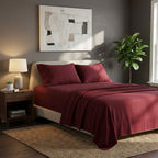 Soft Plain Brushed Cotton Fitted Flat Sheet Matching Pillowcases Set