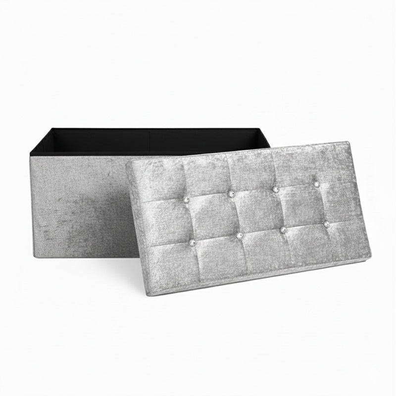 Crushed Velvet Rectangle Storage Box with Lid Elegant Organizer for Any Room