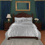 Duvet Cover Embroidery Set Luxury Bedding with Matching Pillowcases