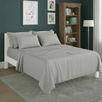 Plain Poly Cotton Easy Care Fitted Flat Sheet Matching Pillowcases Set