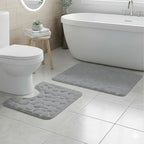 2 Piece Pebble Design Memory Foam Bath Mat Set Soft Absorbent Non-Slip Bathroom