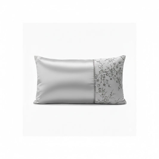 Luxury Embellished Oblong Cushion with Satin Finish Decorative Accent Pillow for Sofa And Bed