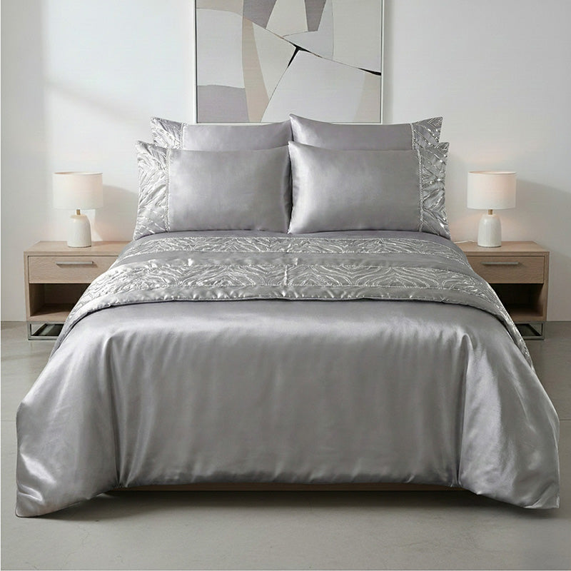 Shimmer Duvet Cover Set Luxury Bedding with Elegant Metallic Finish
