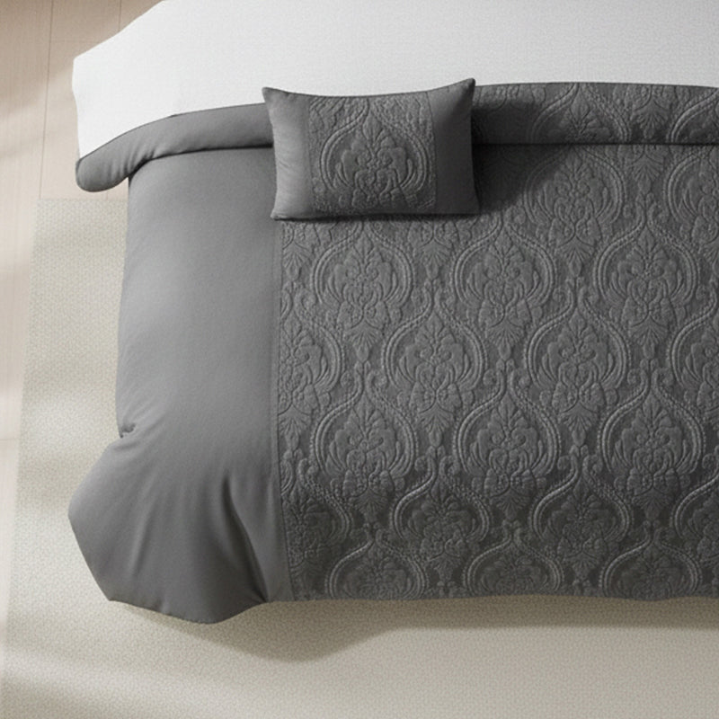 Damask Velvet Border Duvet Cover Elegant Soft Touch Luxury Bedding