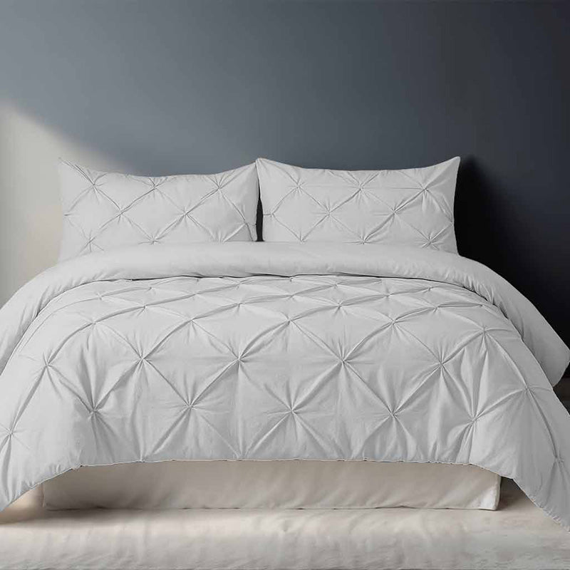 Pintuck Pinch Pleated Polycotton Duvet Cover And Pillowcases Set Bed Linen