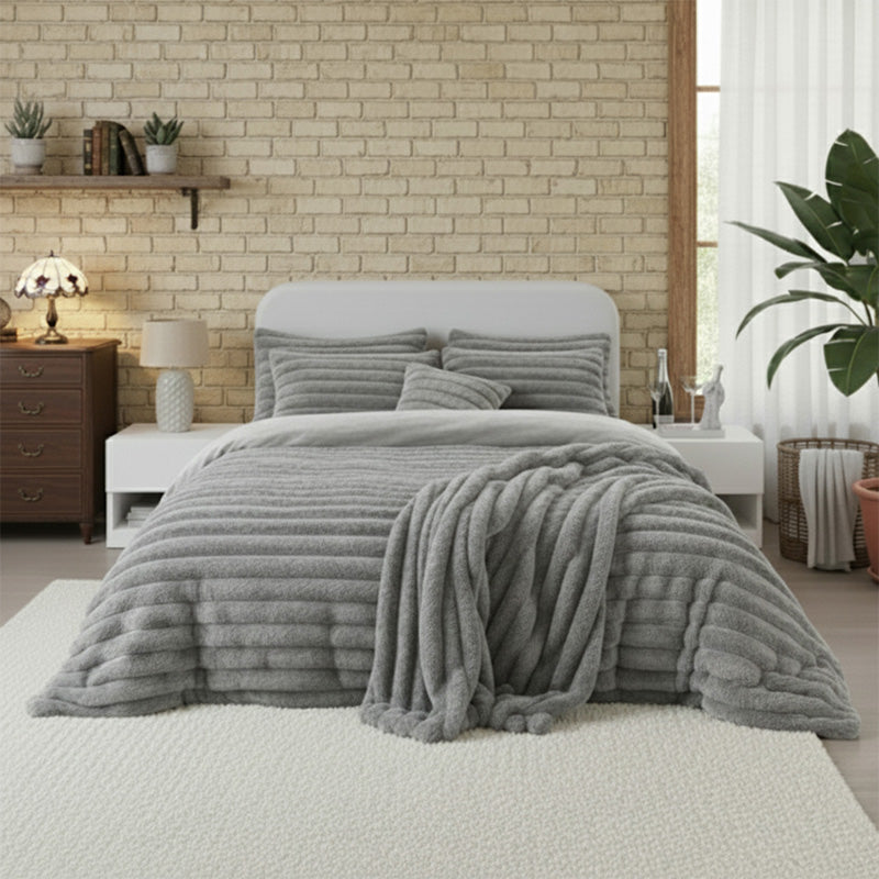 Luxury Teddy Cord Design Bedding Set Ultra Soft Cozy Stylish Comfort
