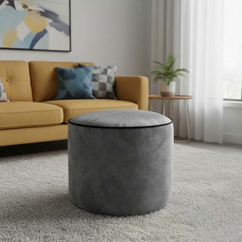 Luxury Velvet Large Round Bean Bag Ottoman Soft Plush Velvet Stool Pouffe