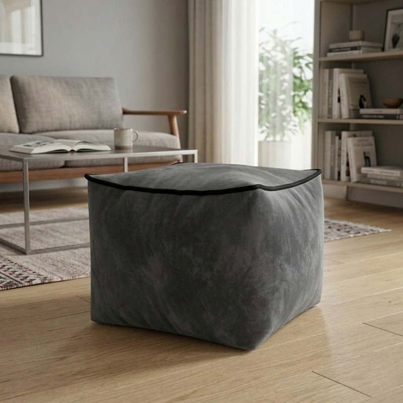 Luxury Velvet Cube Bean Bag Ottoman Soft Plush Velvet Stool Pouffe