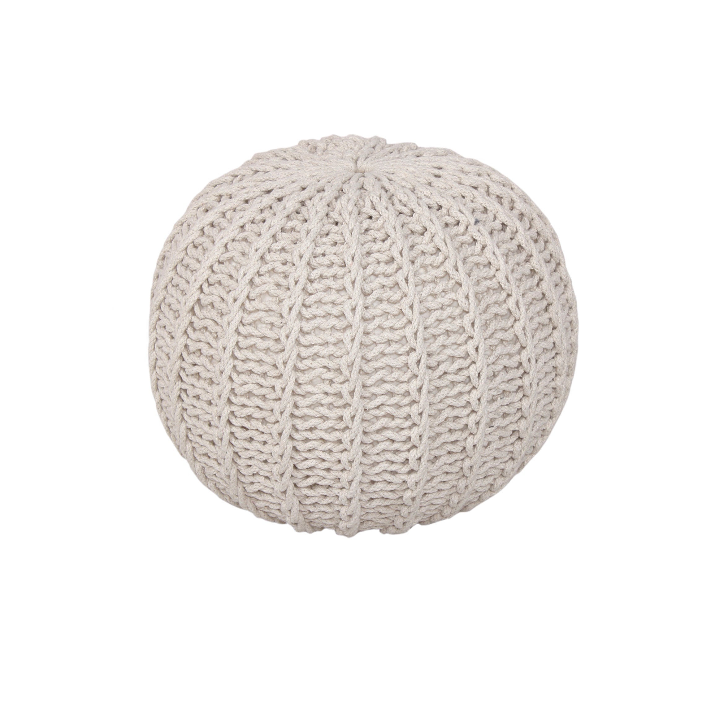 Cable Knit Round Pouffe Chunky Seat Decor Footstool Ottoman 100% Cotton Handmade