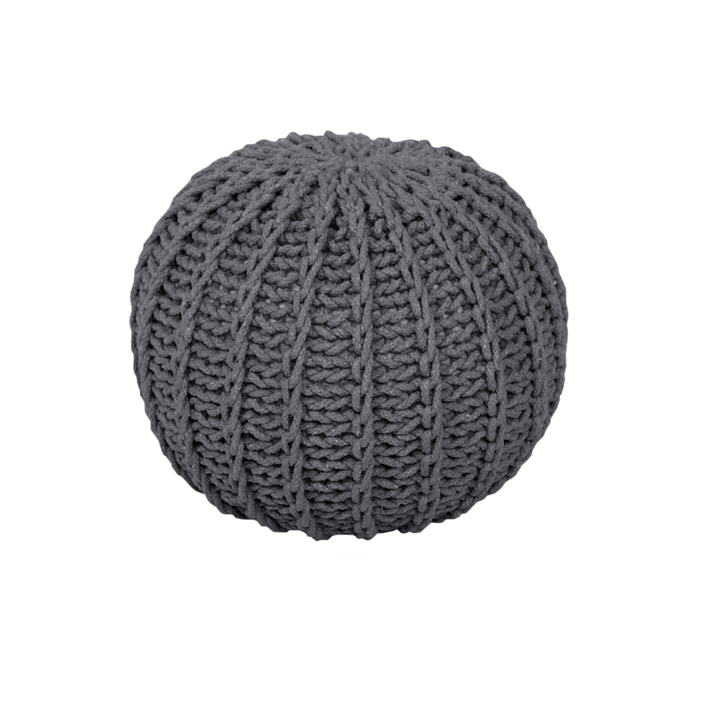 Cable Knit Round Pouffe Chunky Seat Decor Footstool Ottoman 100% Cotton Handmade