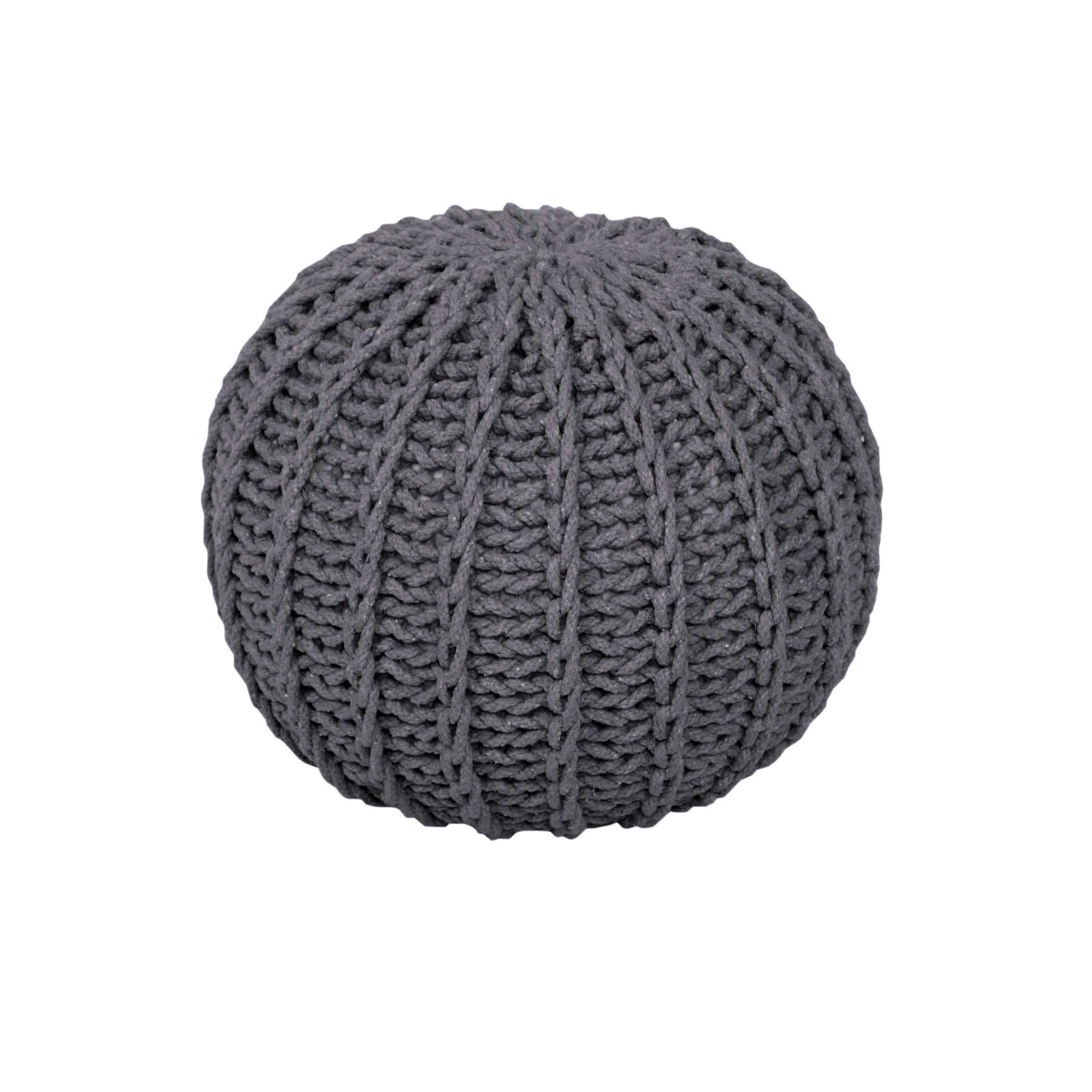 Cable Knit Round Pouffe Chunky Seat Decor Footstool Ottoman 100% Cotton Handmade