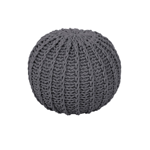 Cable Knit Round Pouffe Chunky Seat Decor Footstool Ottoman 100% Cotton Handmade