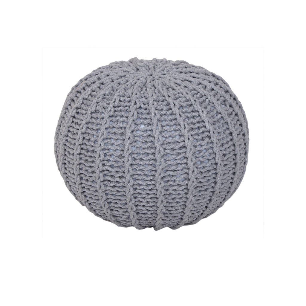 Cable Knit Round Pouffe Chunky Seat Decor Footstool Ottoman 100% Cotton Handmade