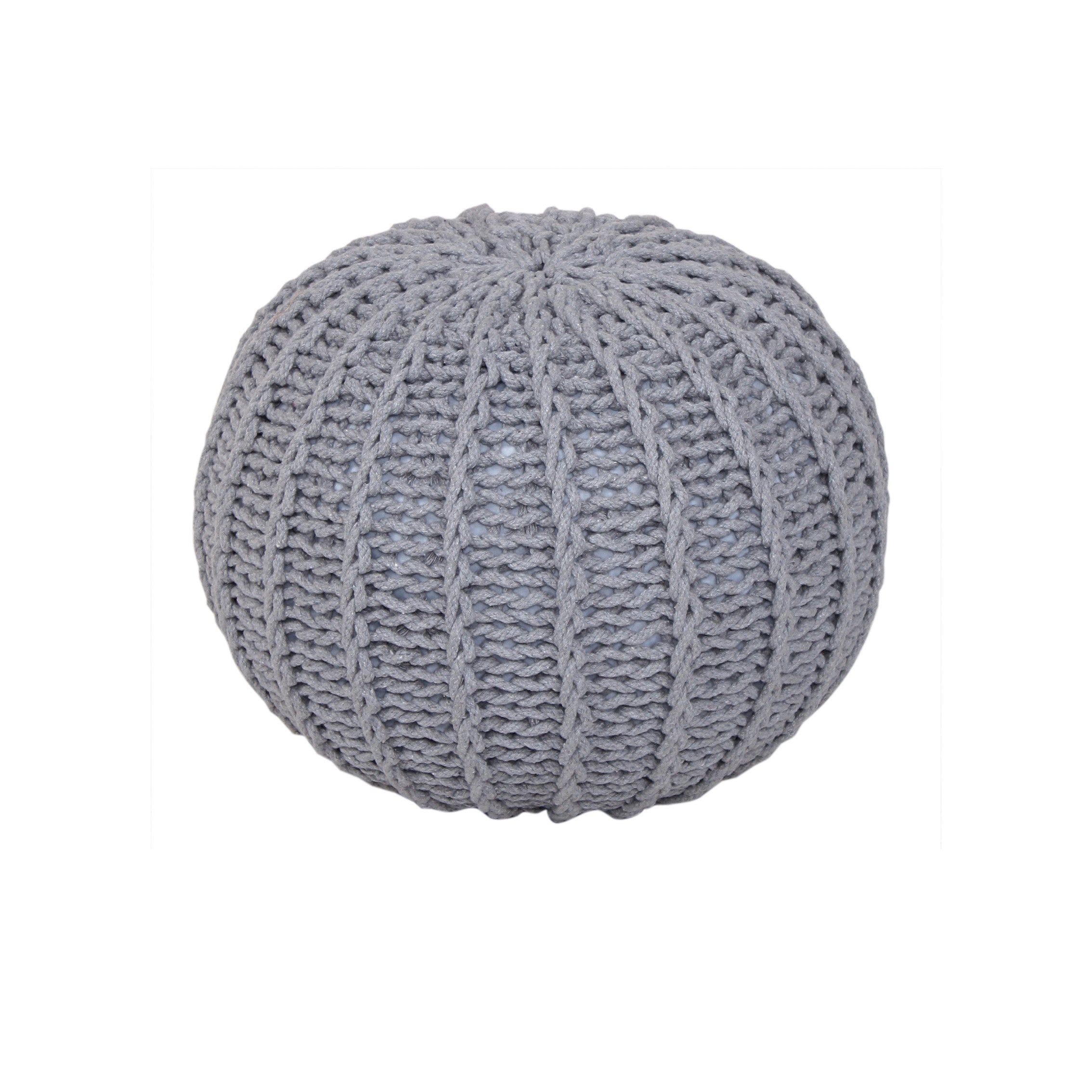 Cable Knit Round Pouffe Chunky Seat Decor Footstool Ottoman 100% Cotton Handmade