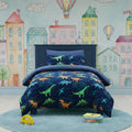 Dinosaur Kids Teddy Duvet Cover Set Ultra Soft Bedding with Pillowcase