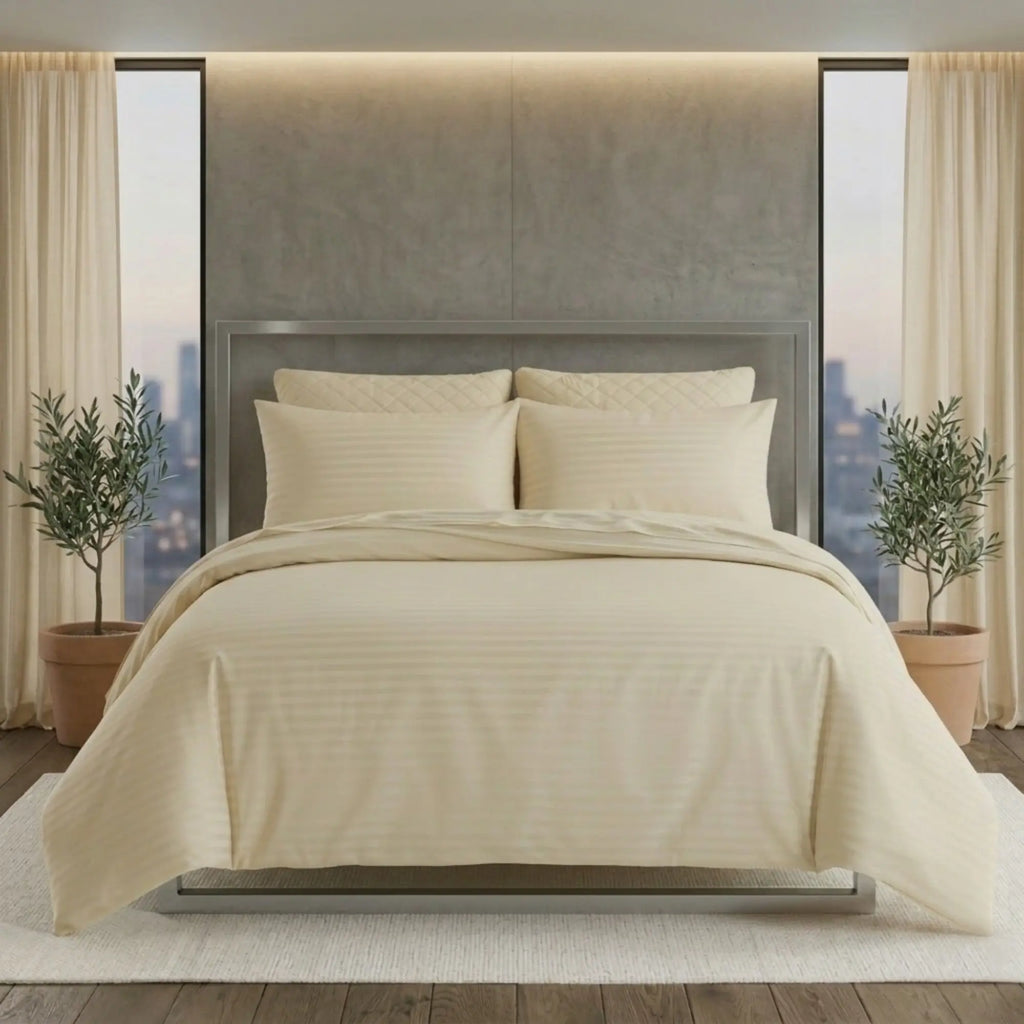 Luxury Satin Stripe Duvet Cover Set by snug city