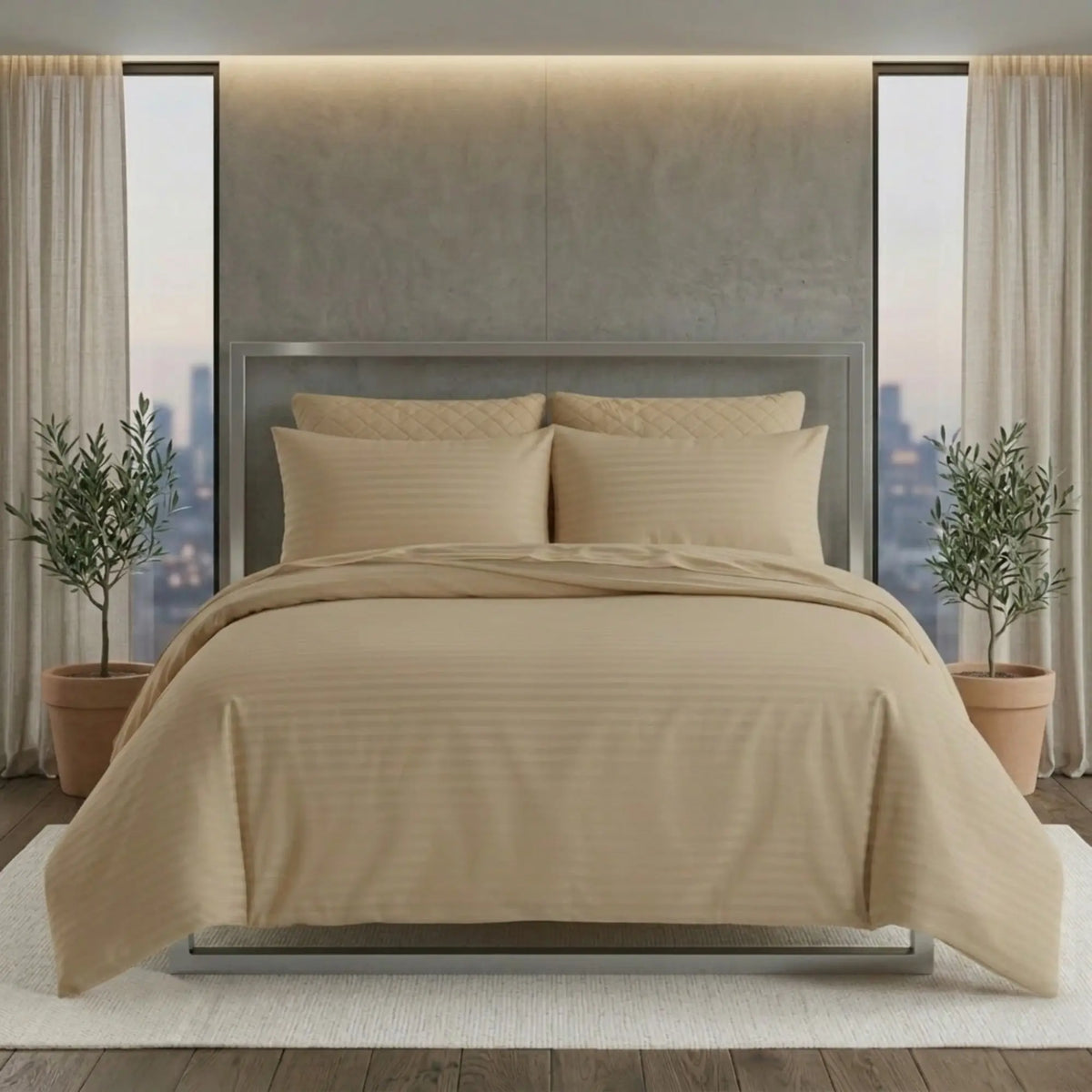 Luxury Satin Stripe Duvet Cover Set by snug city