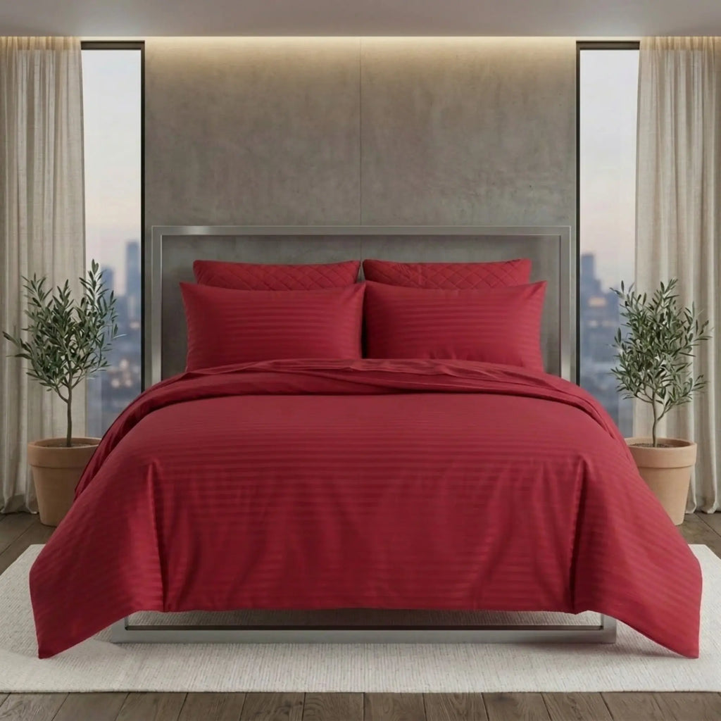 Luxury Satin Stripe Duvet Cover Set by snug city