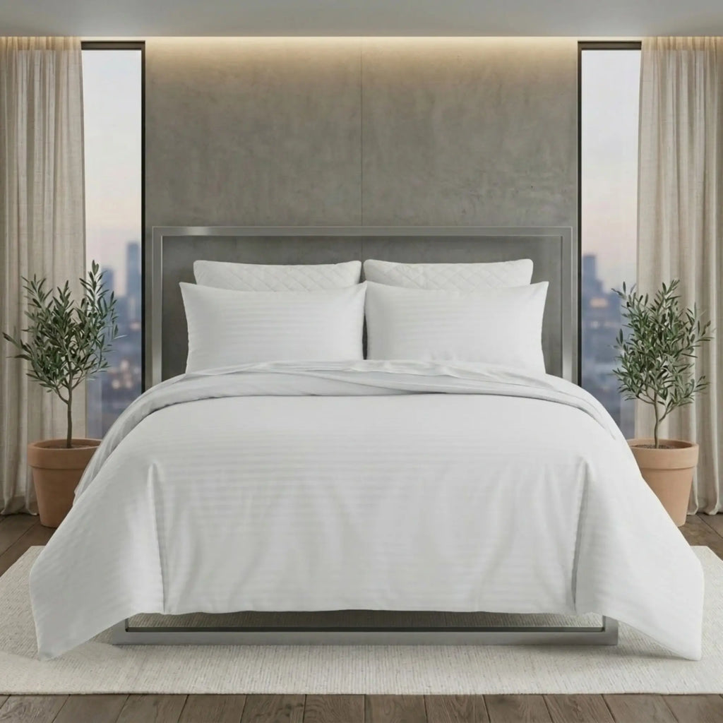 Luxury Satin Stripe Duvet Cover Set by snug city