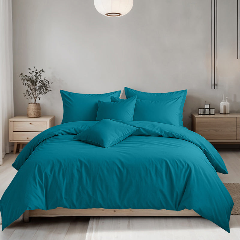 Plain Dyed Easy Care Polycotton Duvet Cover And Pillowcases Set Bed Linen
