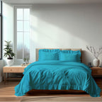 Duvet Cover And Pillowcase Set Pink Teal White Green Silver Frilled Design Polycotton Linen