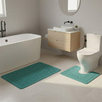 2 Piece Box Design Bath Mat Set Soft Absorbent Non-Slip Bathroom Mats