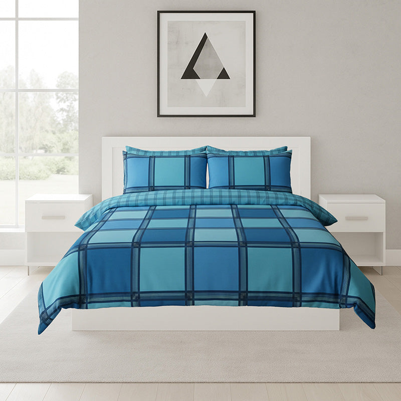 Box Print Duvet Cover Set Contemporary Square Pattern Bedding