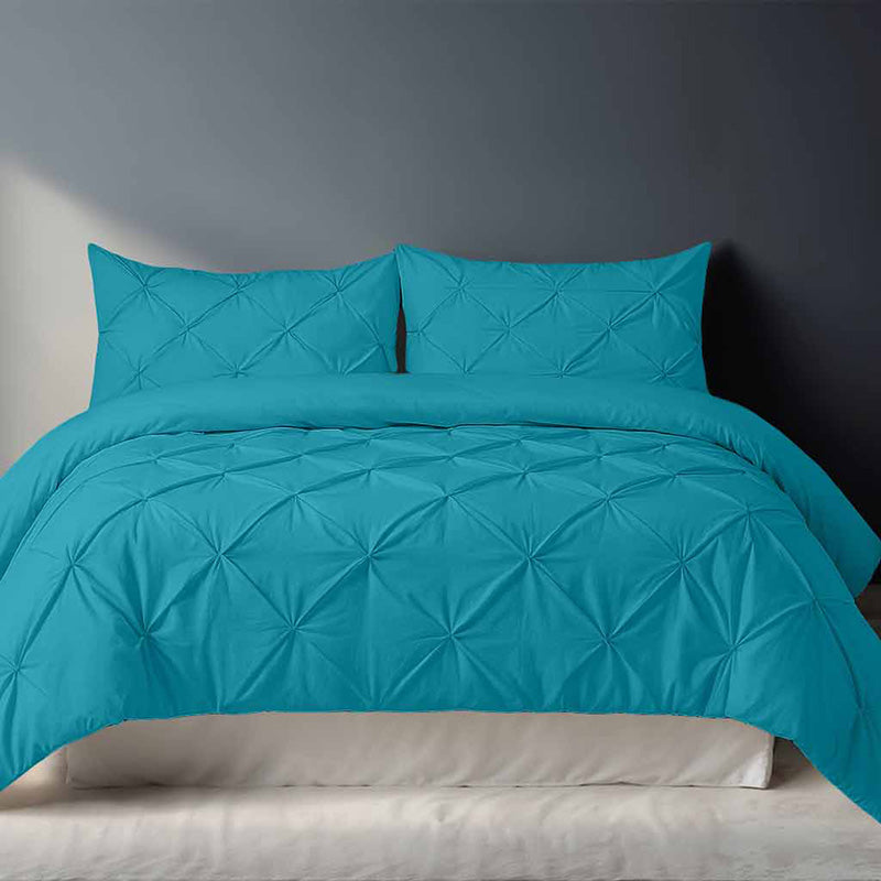 Pintuck Pinch Pleated Polycotton Duvet Cover And Pillowcases Set Bed Linen