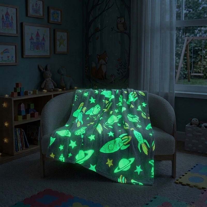 Glow in the Dark Outerspace Blanket Soft Galaxy Night Sky Throw for Kids