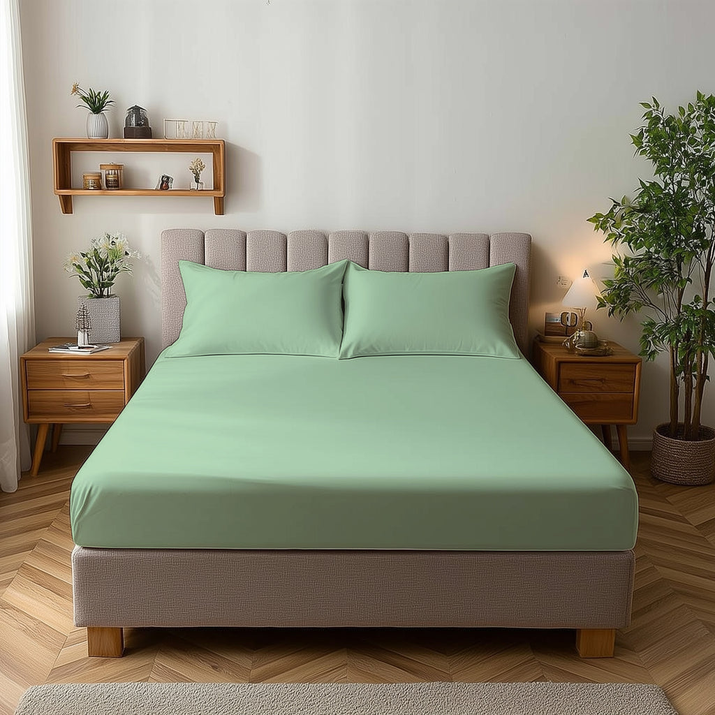Microfibre Soft Touch Fitted Sheet 25cm Skirt Plain Dyed Bed Linen