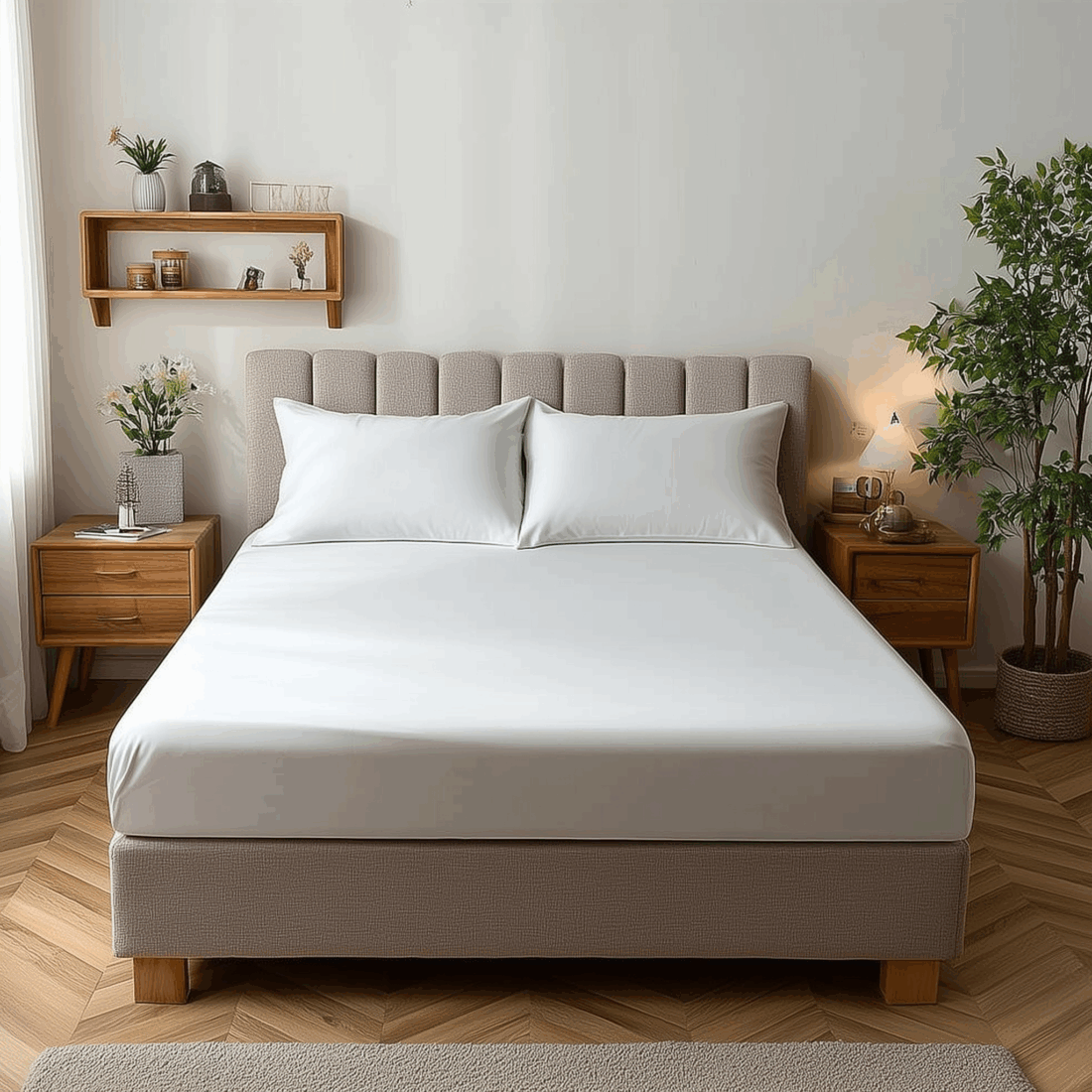 Microfibre Soft Touch Fitted Sheet 25cm Skirt Plain Dyed Bed Linen