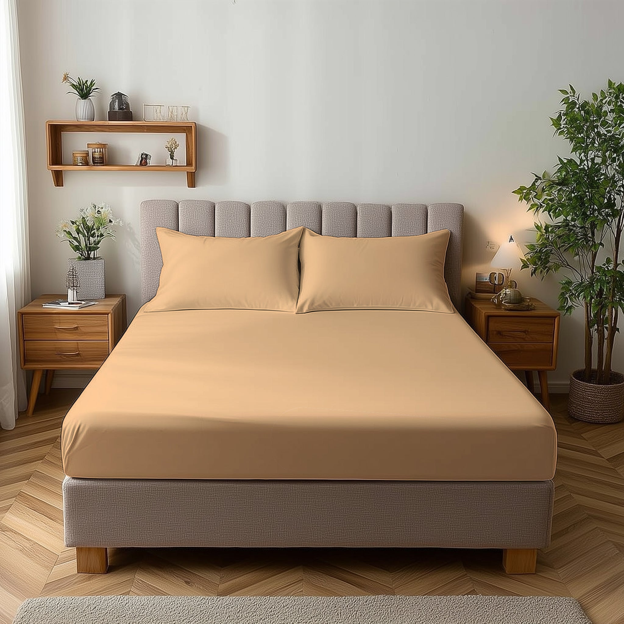 Microfibre Soft Touch Fitted Sheet 25cm Skirt Plain Dyed Bed Linen