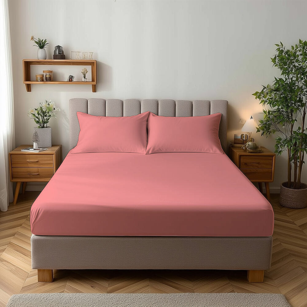 Microfibre Soft Touch Fitted Sheet 25cm Skirt Plain Dyed Bed Linen