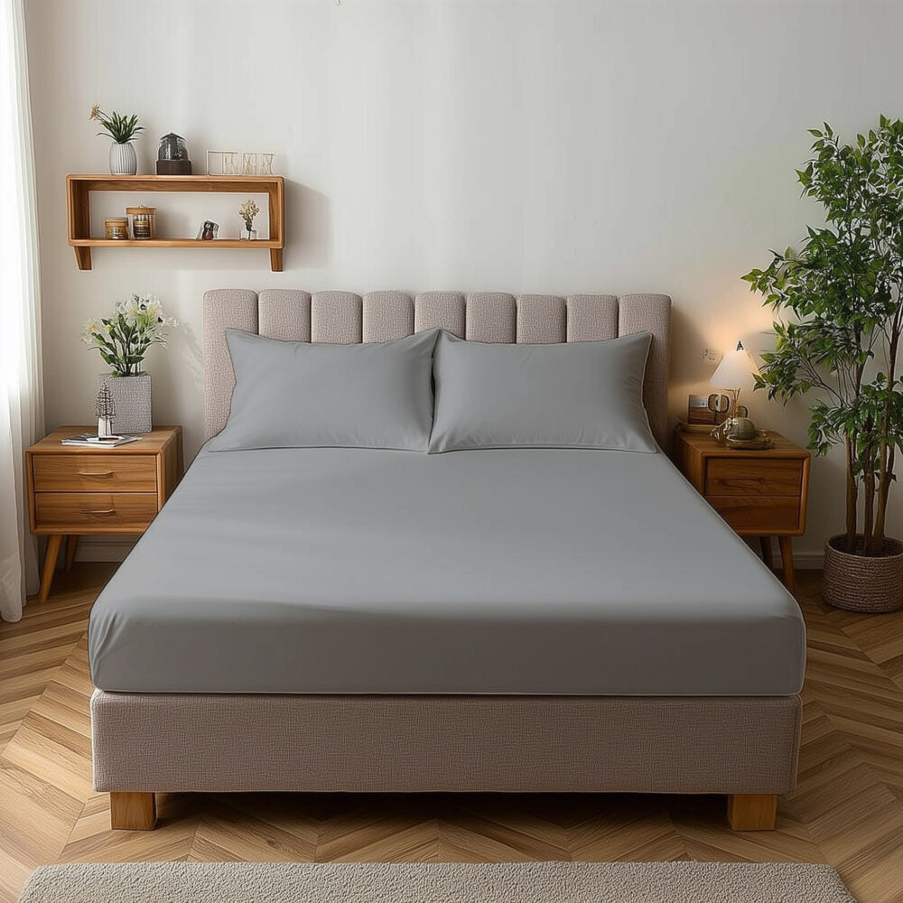 Microfibre Soft Touch Fitted Sheet 25cm Skirt Plain Dyed Bed Linen