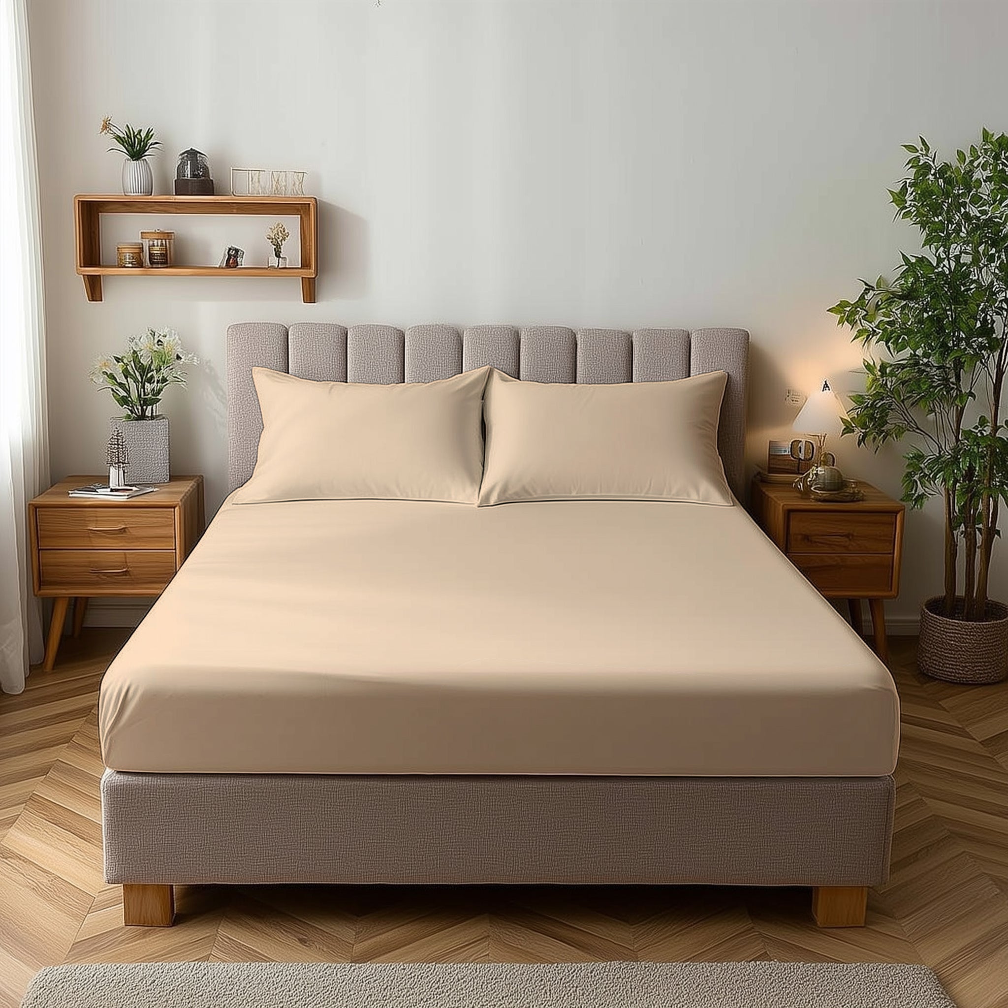 Microfibre Soft Touch Fitted Sheet 25cm Skirt Plain Dyed Bed Linen