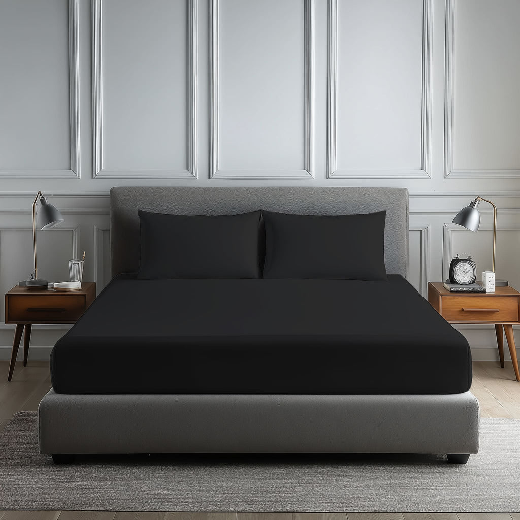 Luxury 200TC Soft Touch Fitted Sheet Bed Linen 30cm Extra Deep Skirt