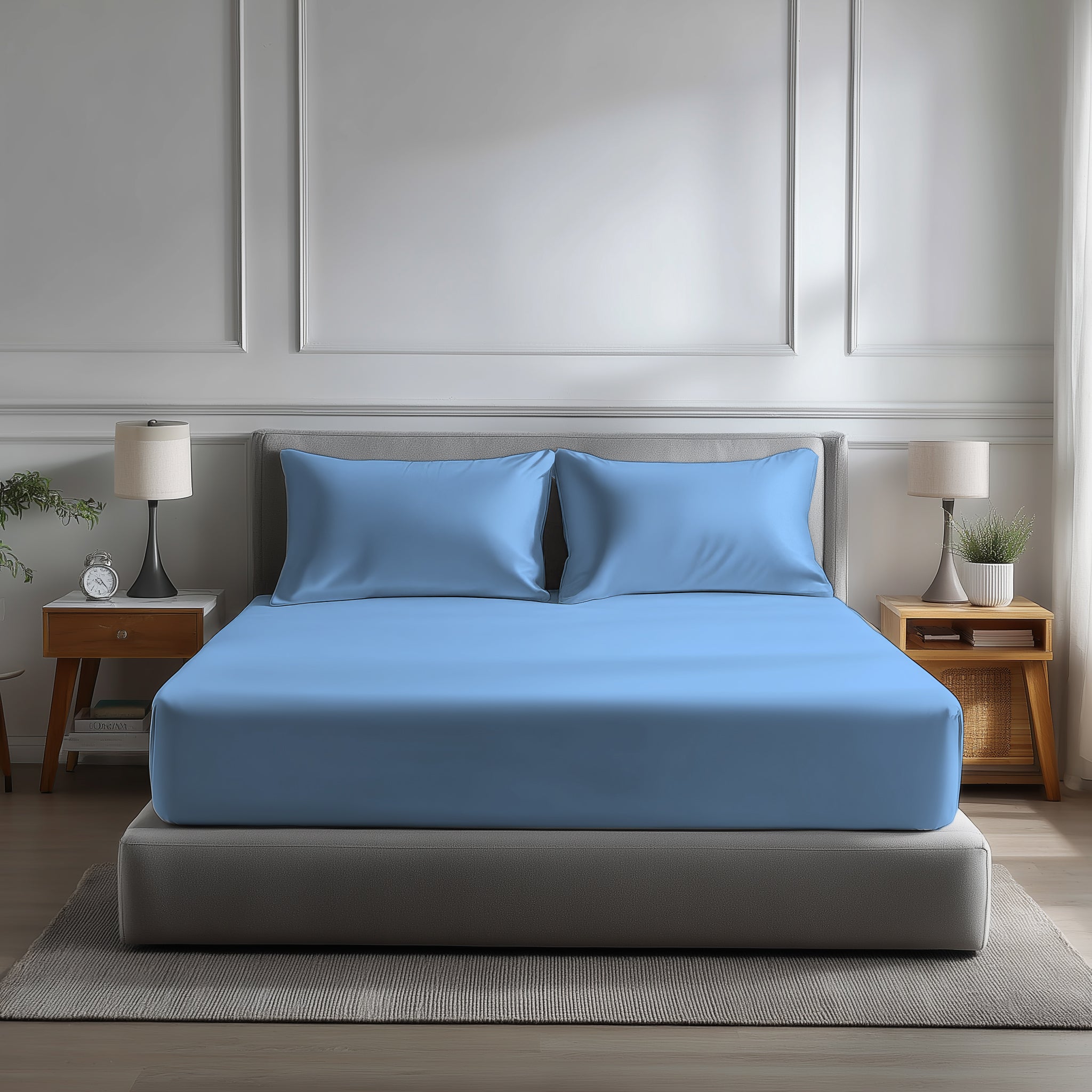 Microfibre Soft Touch Fitted Sheet 40cm Extra Deep Skirt Plain Dyed Bed Linen