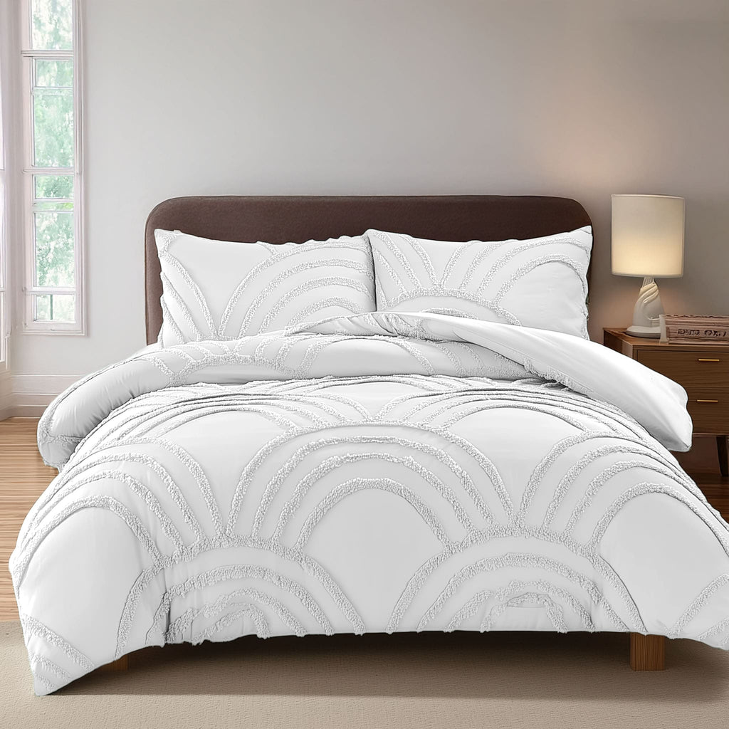 Duvet Cover And Pillowcase Set Silver White Or Green Tufted Luxury Design Polyester Bed Linen
