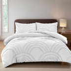 Duvet Cover And Pillowcase Set Silver White Or Green Tufted Luxury Design Polyester Bed Linen