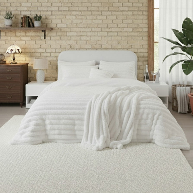Luxury Teddy Cord Design Bedding Set Ultra Soft Cozy Stylish Comfort