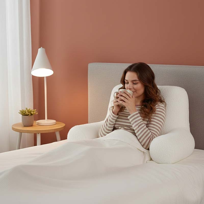 Back Rest Reading Pillow for Bed With Teddy Fleece Soft Cover