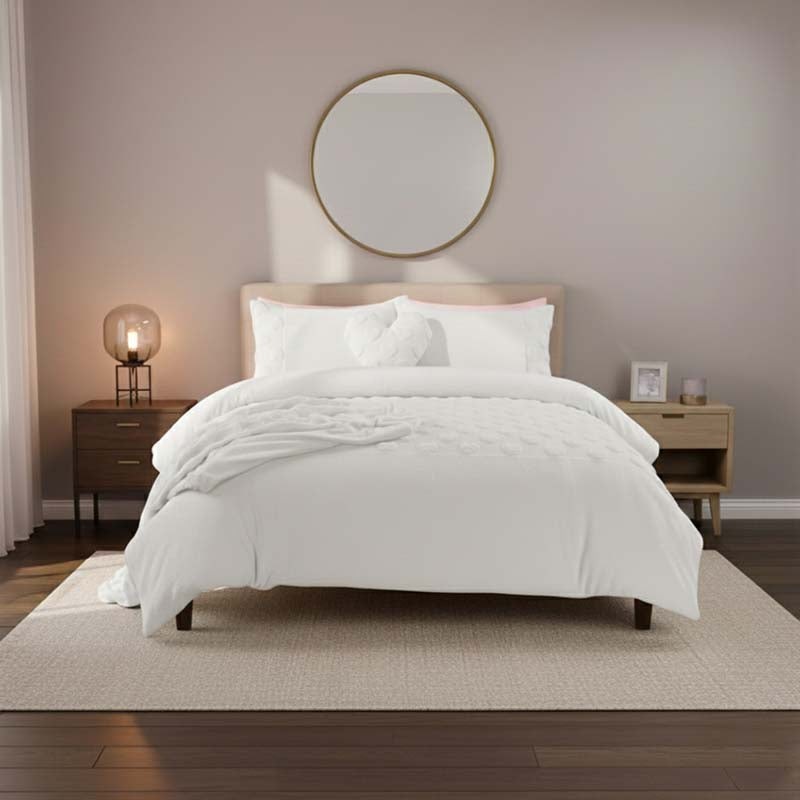 Super Soft Teddy Duvet Cover Set Heart Embossed Cozy Fleece Bedding