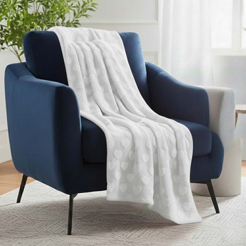 Heart Design Throw Blanket Soft Cosy Decorative Throw for Sofa And Bed