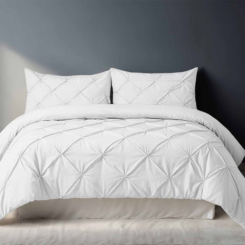 Pintuck Pinch Pleated Polycotton Duvet Cover And Pillowcases Set Bed Linen