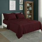 Plain Poly Cotton Easy Care Fitted Flat Sheet Matching Pillowcases Set