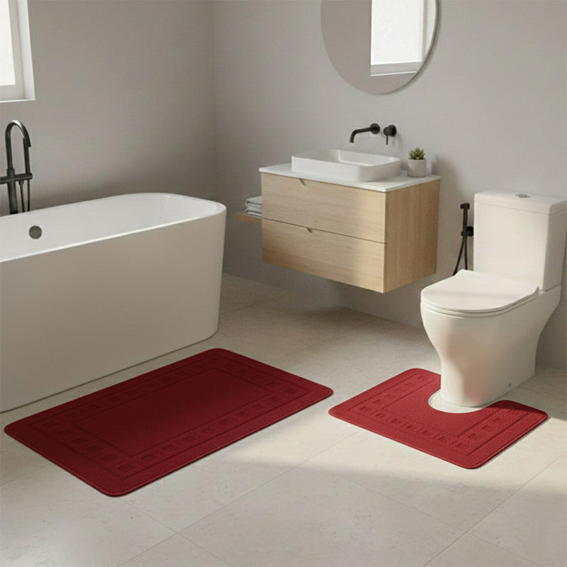 2 Piece Box Design Bath Mat Set Soft Absorbent Non-Slip Bathroom Mats